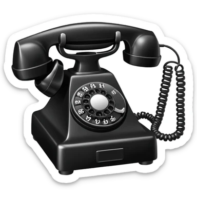 A vintage rotary corded phone with handset and spiral cord sticker