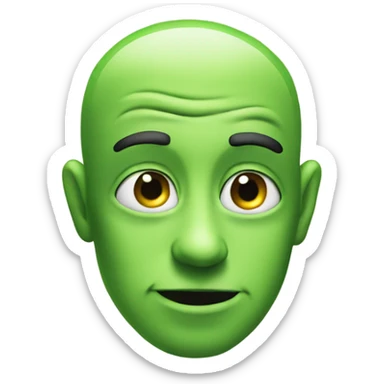 green face, smirking, looking off to the side sticker