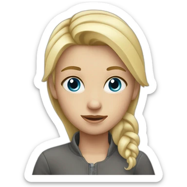 A girl with blonde hair and big gray-blue eyes sticker