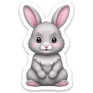 baby grey rabbit sticker