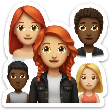red head friend, Mexican friend, black haired friend sticker