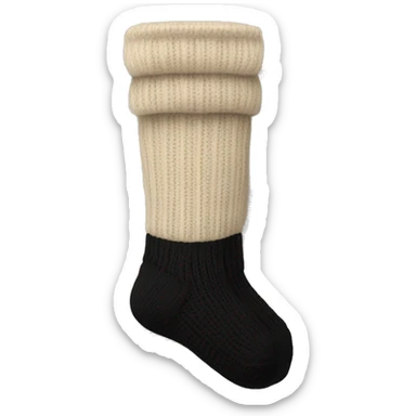 Pair of beige knitted socks black sticker