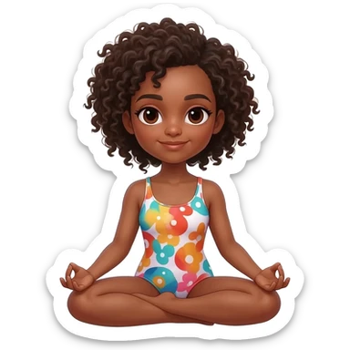 Une fille. Une fille qui reste zenCheveux bouclé. Maillot. Verse. Elle adore faire du yoga ? Ce ça passe dors. À l'appel Juliette sticker