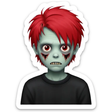 emo zombie boy largue hair red with black sweater  sticker