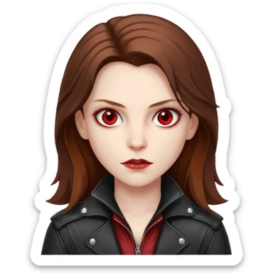 Vampire Hunter with brown long hair, red eyes sticker