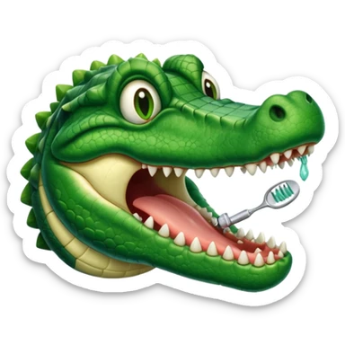 an alligator opening its mouth in a dentist's office sticker