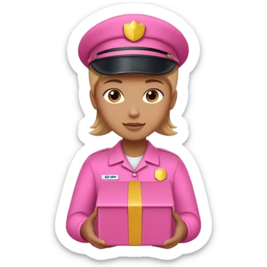 Repartidor con caja rosada sticker