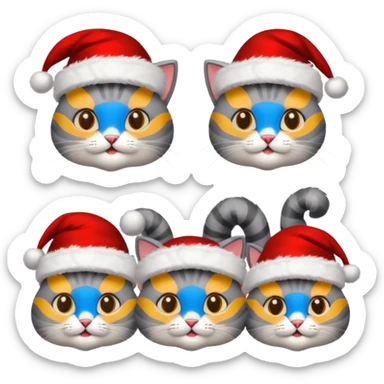 grey cats with Christmas hats sticker