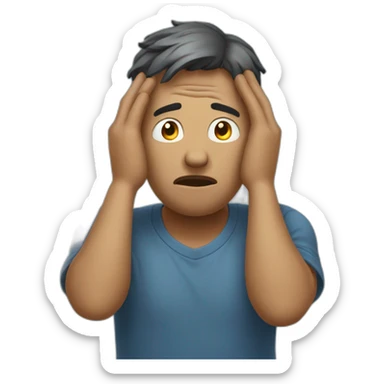 Worried man with hands on his head sticker
