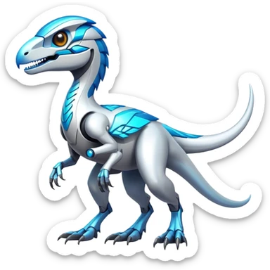 Shiny Futuristic Ethereal Fakemon-Pokemon-Digimon-Spectrobes-Raptor-fusion, full body sticker