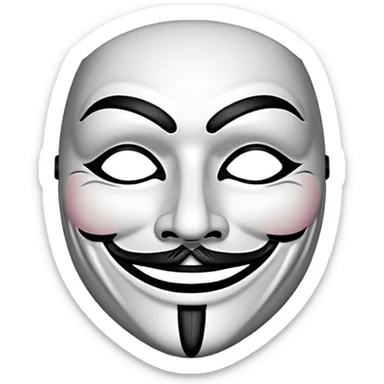 Black and white Guy fawkes mask emoji sticker