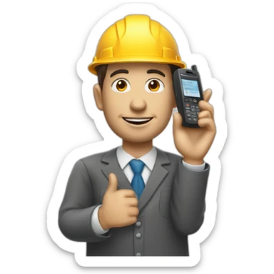 Trabajador con telefono motorola con numeros en la mano sticker