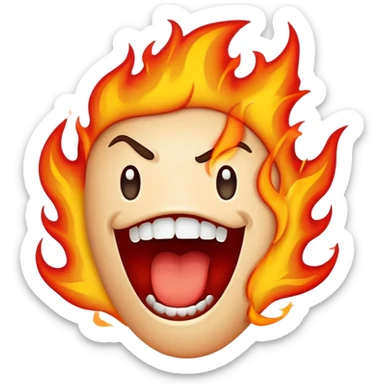 a cartoon mouth with flames coming out, spicy hot sensation sticker
