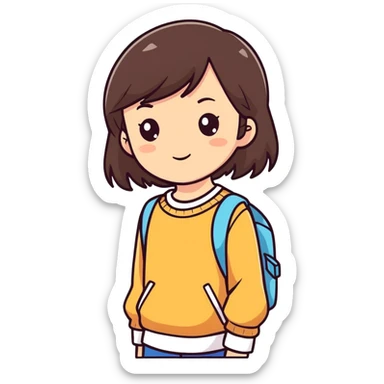 Beautiful girl with dark brown hair sticker