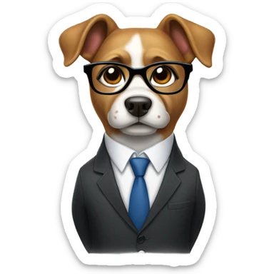 Dog wearing an lawyer suit sticker