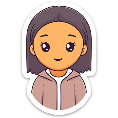 Black girl with fair skin, round face, and straight hair sticker