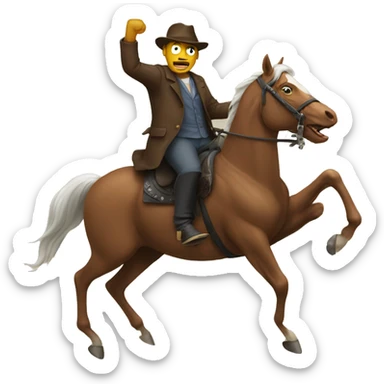 Mad man riding a horse sticker