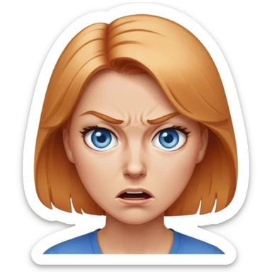 woman with strawberry blond hair and blue eyes full dramatic anger sticker