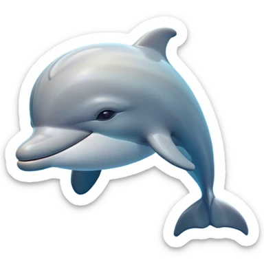 Meme-Worthy Cute Sleeping Bottlenose Dolphin Portrait Emoji, Head resting peacefully with a contented smile, showcasing a shiny, glossy body with eyes gently closed in serene slumber and a graceful, streamlined form, Simplified yet adorably endearing features, highly detailed, glowing with a soft, drowsy aquatic light, high shine, relaxed and utterly lovable, stylized with an air of playful laziness, soft glowing outline, capturing the essence of a sleeping dolphin that feels destined to become the next viral icon of adorable rest! sticker