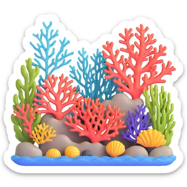 coral reef with colorful corals and sea plants sticker
