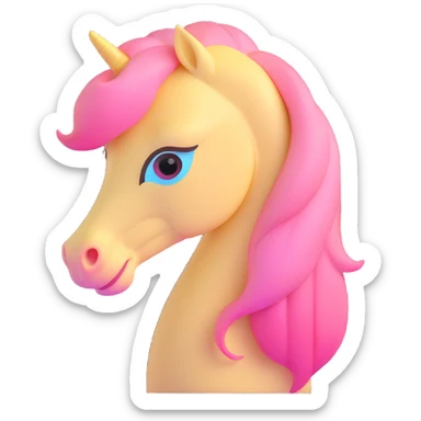 pastel yellow pony with pink mane, gentle expression sticker