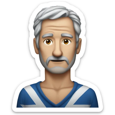 Middle age man grey hair saltire painted face sticker