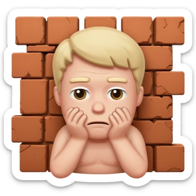 Guy pooping bricks worried face sticker