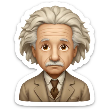 Cinematic Realistic portrait of Albert Einstein, shown as an iconic genius with wild, expressive hair and a gentle, contemplative expression, rendered in detailed period clothing with warm, intellectual lighting sticker