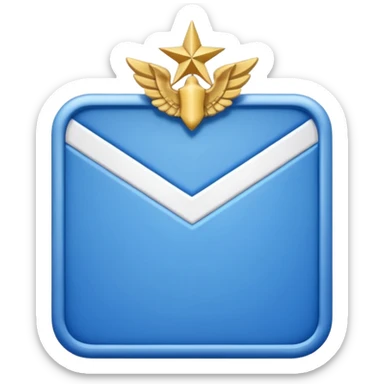 A blue rectangle with a white border. Rank insignia  sticker