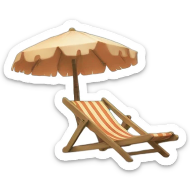 Setting of a beach with a deckchair and a palm tree sticker