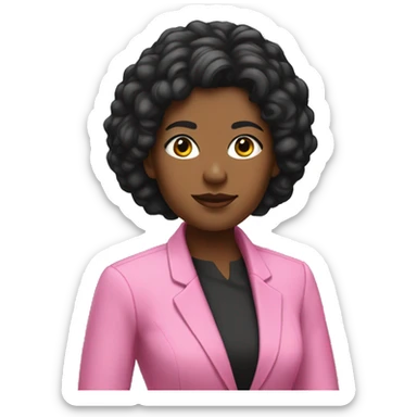 Rear view ofBlack female Historian with pink blazer and short black hair sticker