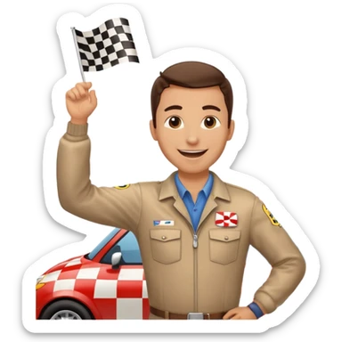 SONO UN DIRETTORE DI GARA AUTO E SBANDIERO CON LA BANDIERA A SCACCHI PUOI GENERARE MENTRE SBANDIERO AUTO sticker