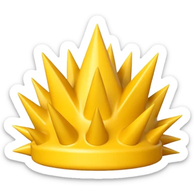 Compact iOS‑style 3D emoji: plain jagged burst (10 spikes), bright yellow, smooth shading, thin darker edge; no characters or pictograms sticker