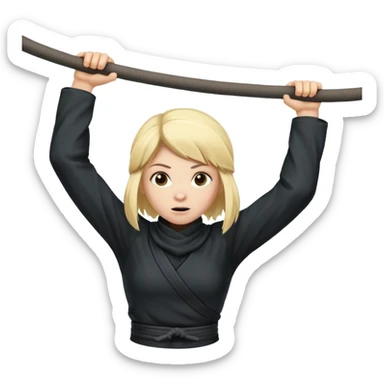 Blonde girl dressed as ninja doing the monkey bars sticker