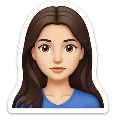 mujer blanca con pelo largo castaño oscuro  sticker