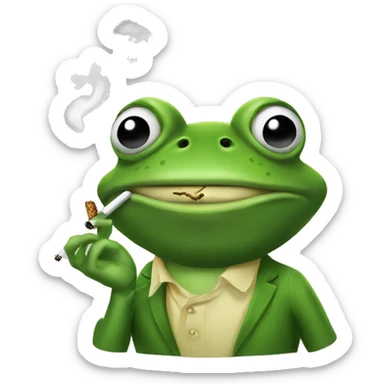 Frog smoking a cigarette sticker