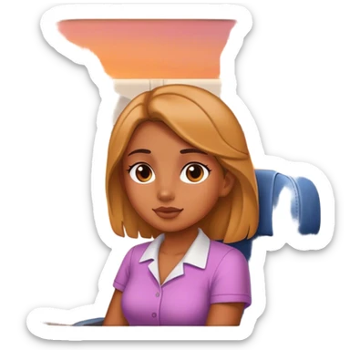 Girl on plane and sunset  sticker