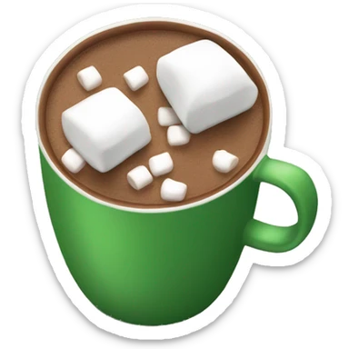 Green mug with hot cocoa and marshmallows in it sticker