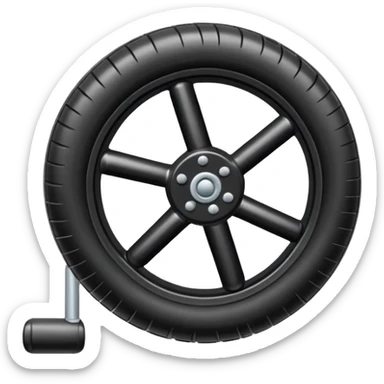he aircraft's landing gear is one inflated, plump wheel with a strut, black in color sticker