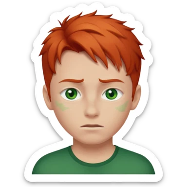 A red-haired boy with green eyes with a scar on his eyebrows sticker