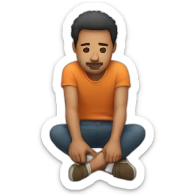 A man sitting upsidedown sticker