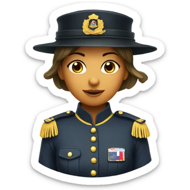 Girl solidier in uniform with cylinder hat sticker