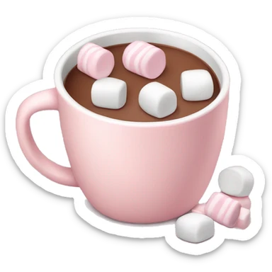Light Pink mug of hot chocolate with marshmallows  sticker