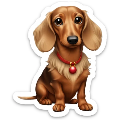 Mini long hair tan dachshund dressed like Rudolph sticker
