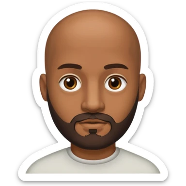Hombre marrón pelado con barba y ojos negros sticker