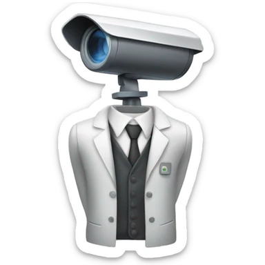 CCTV camera head with suit body holding plunger sticker