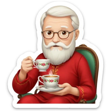 Bearded elderly with teacups long beard read dress sticker