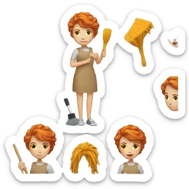 ginger woman with mop sticker
