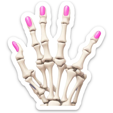 Skeleton hand 5 fingers with pink polish nails minimalistic  sticker