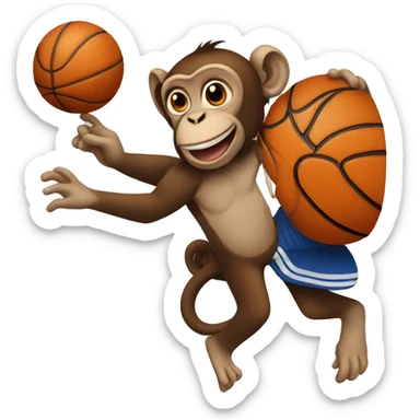 A monkey playing basketball sticker